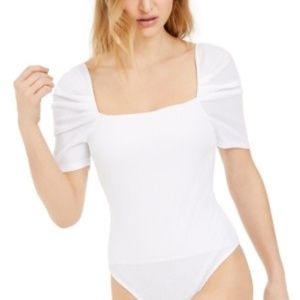 Square-Neck Puff-Sleeve Bodysuit